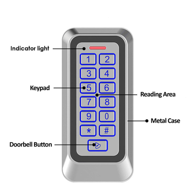 মেটাল কেস আউটডোর Ip67 EM/MF কার্ড অ্যাক্সেস কন্ট্রোল ব্যাকলাইট কীবোর্ড সহ